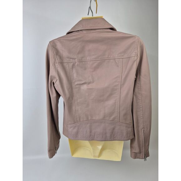ALLSAINTS Dalby Pale Pink Leather Biker Jacket Women’s Size 6 US All Saints - Picture 4 of 6